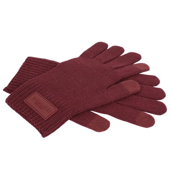 Coach Burgundy Knit Gloves - Picture 3 of 10